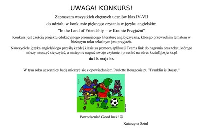 Konkurs pięknego czytania w języku angielskim