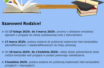 Rekrutacja do klasy I Szkoły Podstawowej